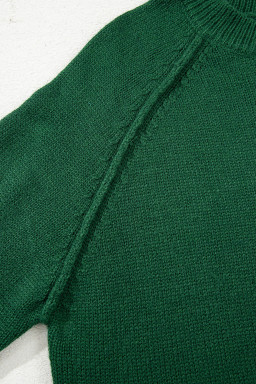Evergreen Plain Raglan Sleeve Crew Neck Sweater