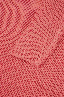 Coral Crochet Hollow-out Knit Sweater