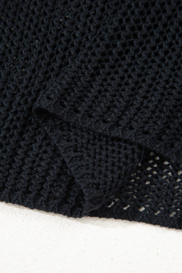 Black Crochet Hollow-out Knit Sweater