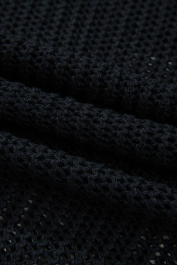 Black Crochet Hollow-out Knit Sweater