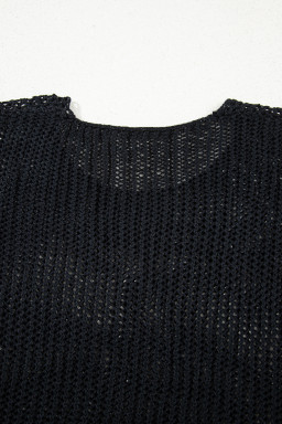 Black Crochet Hollow-out Knit Sweater
