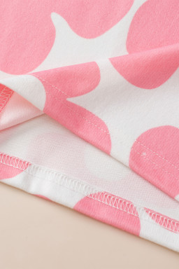 Pink 60s Floral Print V Neck Contrast Trim Knitted Vest