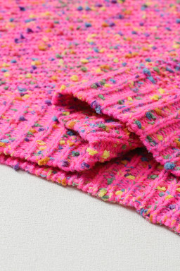 Hot Pink Mixed Color Chunky Knit Sweater