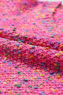 Hot Pink Mixed Color Chunky Knit Sweater