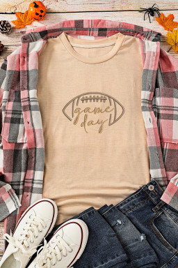 Khaki game day Rugby Embroidered Graphic T Shirt