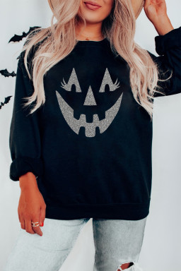 Black Spooky Halloween Transfer Vinyl Process Graphic Sweatshirt