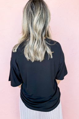 Black Game Day Number 9 Baseball Pattern Heat Transfer Printing Oversize Tee