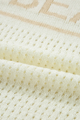 White BEACH Hollow Out Knitted Lightweight Dolman Sweater