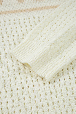 White BEACH Hollow Out Knitted Lightweight Dolman Sweater