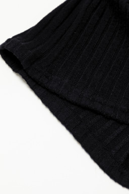 Black Ribbed Keyhole Short Sleeve Wide Leg Jumpsuit