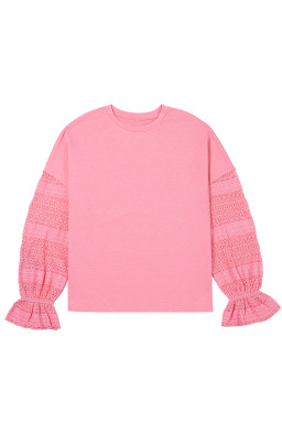 Sachet Pink Lace Patchwork Sleeve Loose Sweatshirt