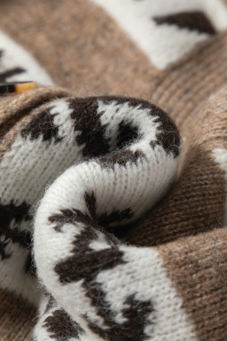 Dark Khaki Ethnic Geometric Pattern Button Front V Neck Cardigan