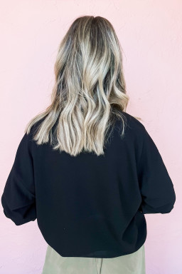 Black Halloween Ghost Sequins Patch Drop Shoulder Sweatshirt