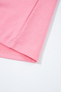 Sachet Pink Lace Patchwork Sleeve Loose Sweatshirt