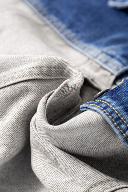 Dusk Blue Patchwork Flap Detail Distress Denim Jacket