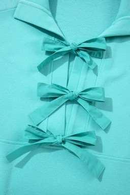 Moonlight Jade Bow Front Patchwork Bracelet Sleeve Mini Dress