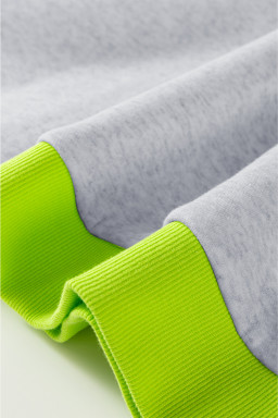 Light Grey Contrast Color Patchwork Drop Sleeve Loose Sweatshirt