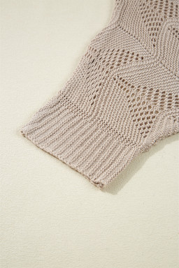 Parchment Hollow Out Knit 3/4 Sleeve Casual Sweater