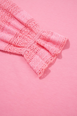 Sachet Pink Lace Patchwork Sleeve Loose Sweatshirt