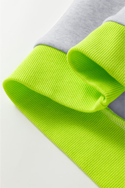 Light Grey Contrast Color Patchwork Drop Sleeve Loose Sweatshirt