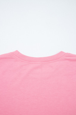 Sachet Pink Lace Patchwork Sleeve Loose Sweatshirt
