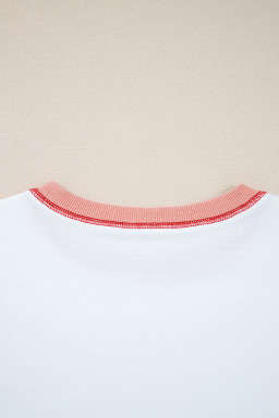 Red Striped Colorblock Patchwork Oversized Sweatshirt