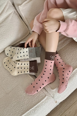 Blossom Bow Polka Dot Colorblock Socks