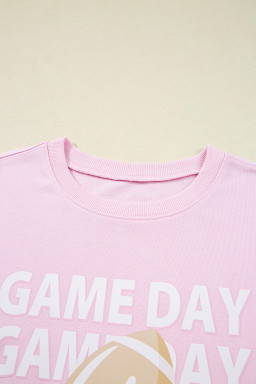 Pink GAME DAY Football Print Casual Sweatshirt
