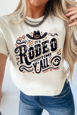 White IT'S RODEO TIME YALL Heat Transfer Printing Graphic T Shirt