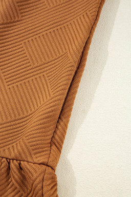 Desert Gold  Quarter Zip Collar Bracelet Sleeve Textured Mini Dress