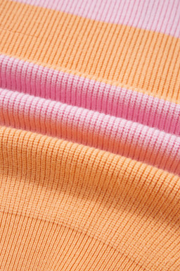 Orange Stripe Half Zip Collar Loose Sweater