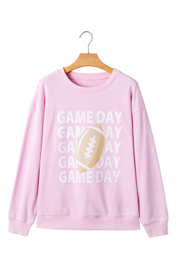 Pink GAME DAY Football Print Casual Sweatshirt