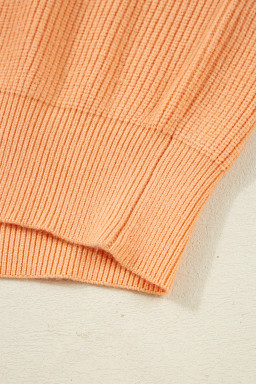 Orange Stripe Half Zip Collar Loose Sweater