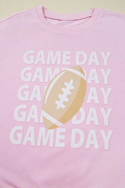 Pink GAME DAY Football Print Casual Sweatshirt