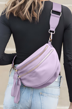Wisteria Wide Strap Double Zipper Crossbody Bag