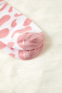 Pink Cow Print Fashion Crew Socks