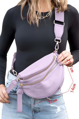 Wisteria Wide Strap Double Zipper Crossbody Bag