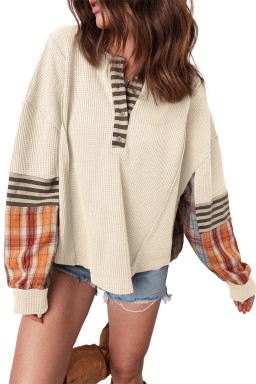 Beige Long Sleeve Tops