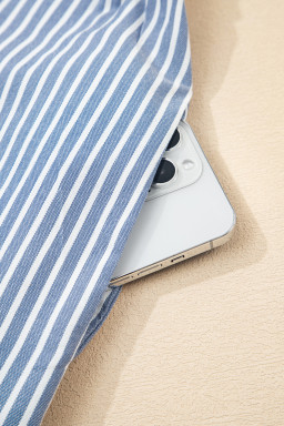 Sky Blue Crisscross Lace Detail Mixed Striped Patchwork Plus Size Dress