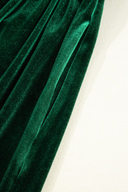 Evergreen Bowknot Decor High Waist Velvet Mini Dress