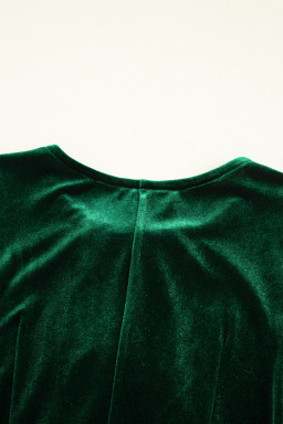 Evergreen Bowknot Decor High Waist Velvet Mini Dress