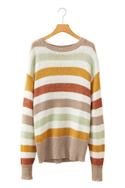Multicolour Colorblock Drop Shoulder Crew Neck Sweater