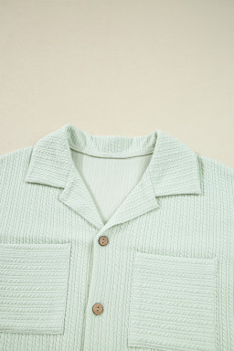 Clearly Aqua Textured Patch Chest Pocket Shirt and Pants Set