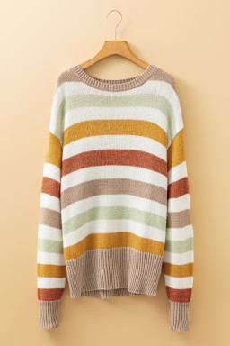 Multicolour Colorblock Drop Shoulder Crew Neck Sweater