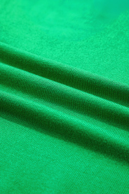 Green Contrast Trim Round Neck Short Sleeve Loose Knit Top