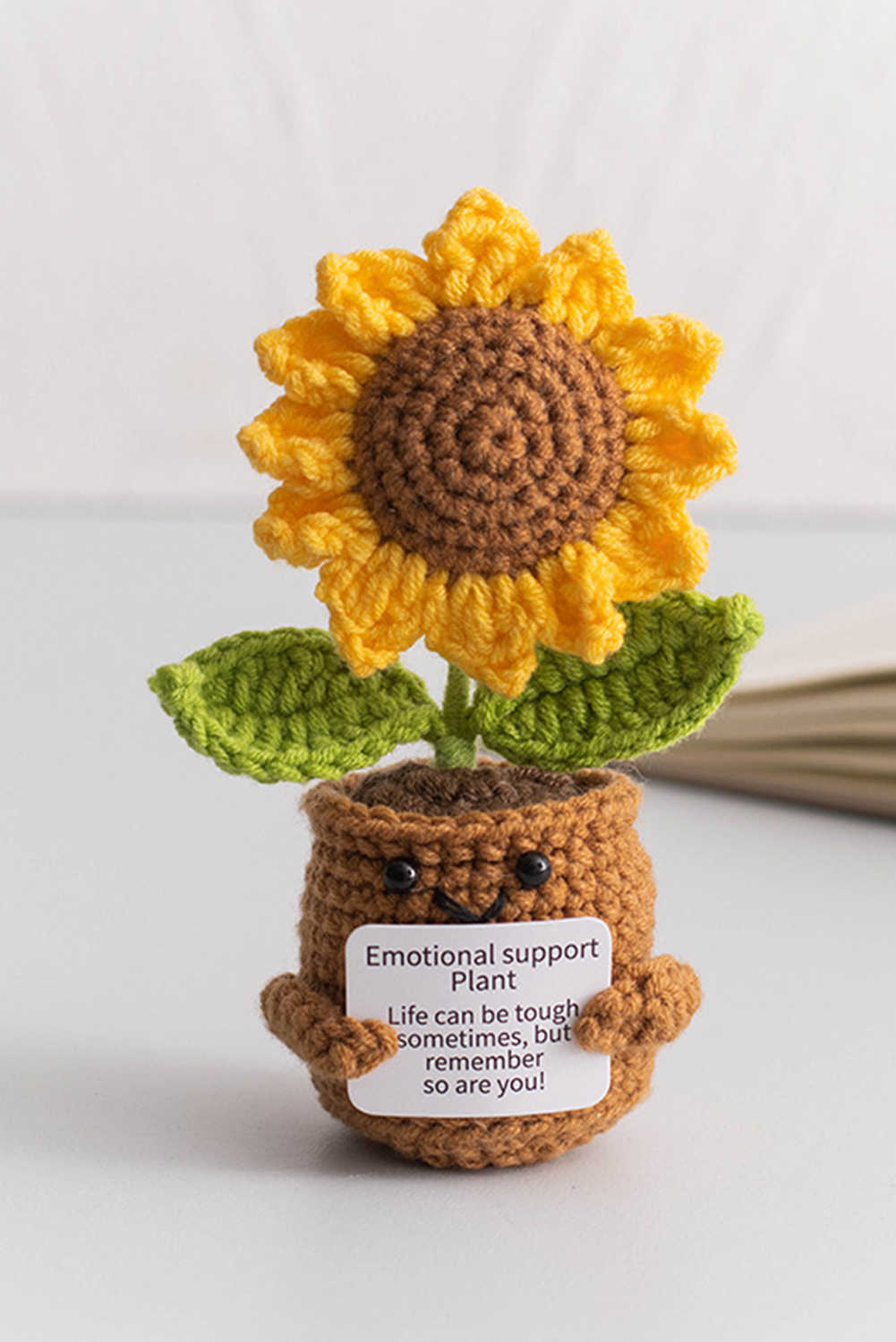 Ginger Positive Cute Crochet Sunflower Pot