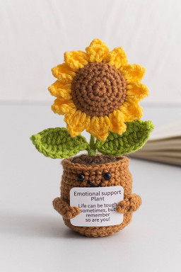 Ginger Positive Cute Crochet Sunflower Pot
