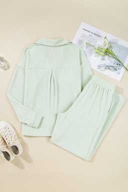 Clearly Aqua Textured Patch Chest Pocket Shirt and Pants Set