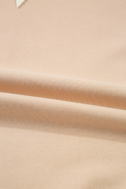 Light French Beige Waffle Textured Patchwork Pullover Sweatshirt