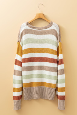 Multicolour Colorblock Drop Shoulder Crew Neck Sweater